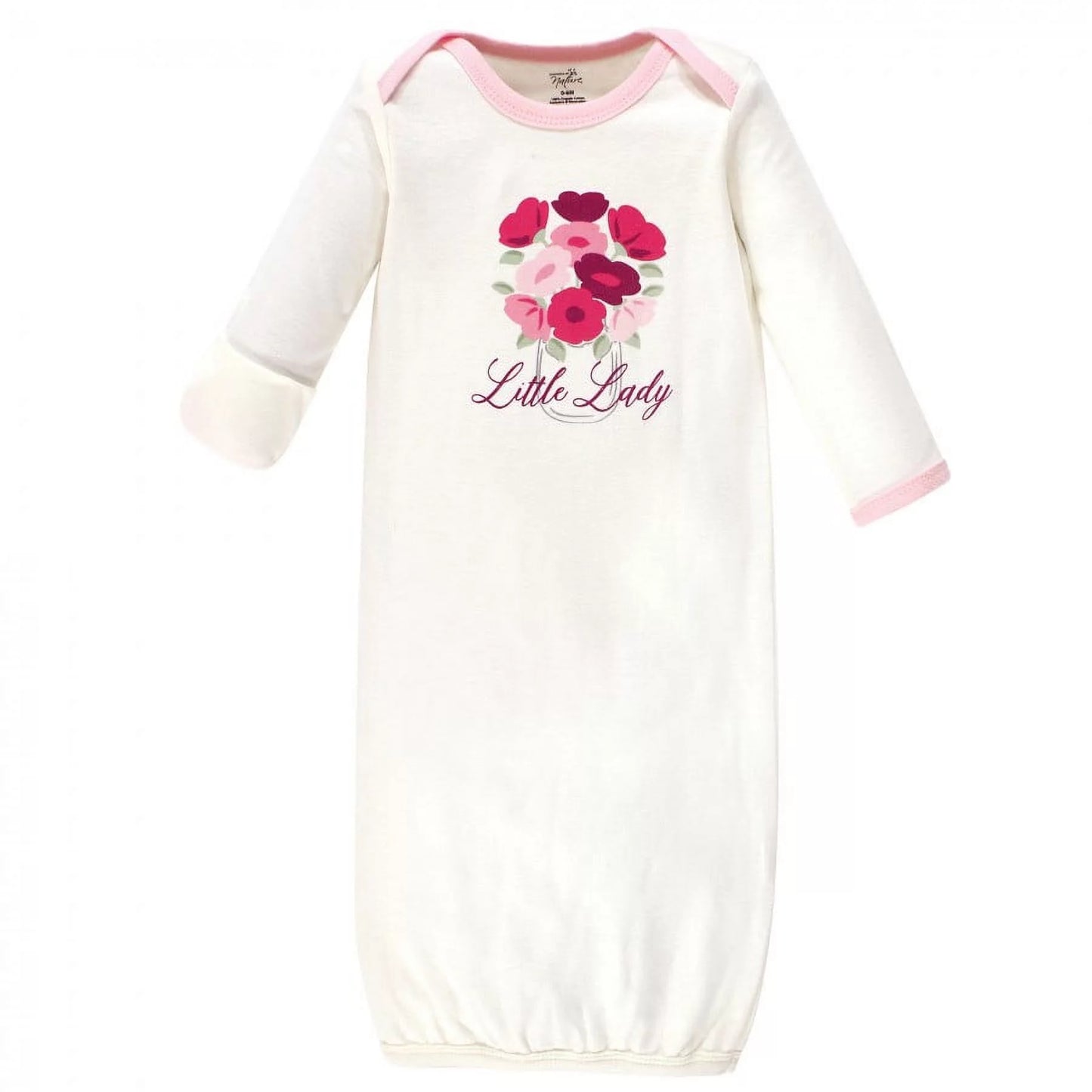 Baby Girl Organic Cotton Long-Sleeve Gowns 3Pk, Petals, 0-6 Months