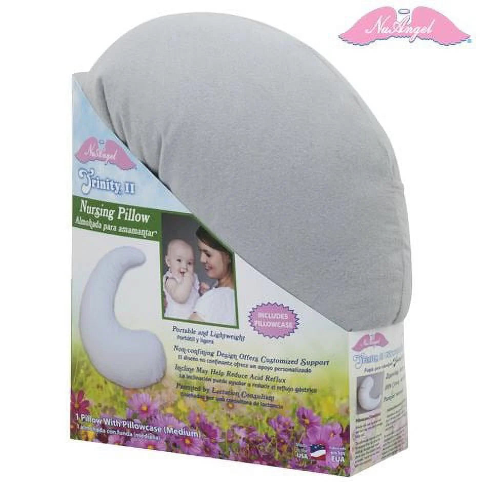 Trinity II Washable Organic Cotton Nursing Pillow with Pillowcase, Gray