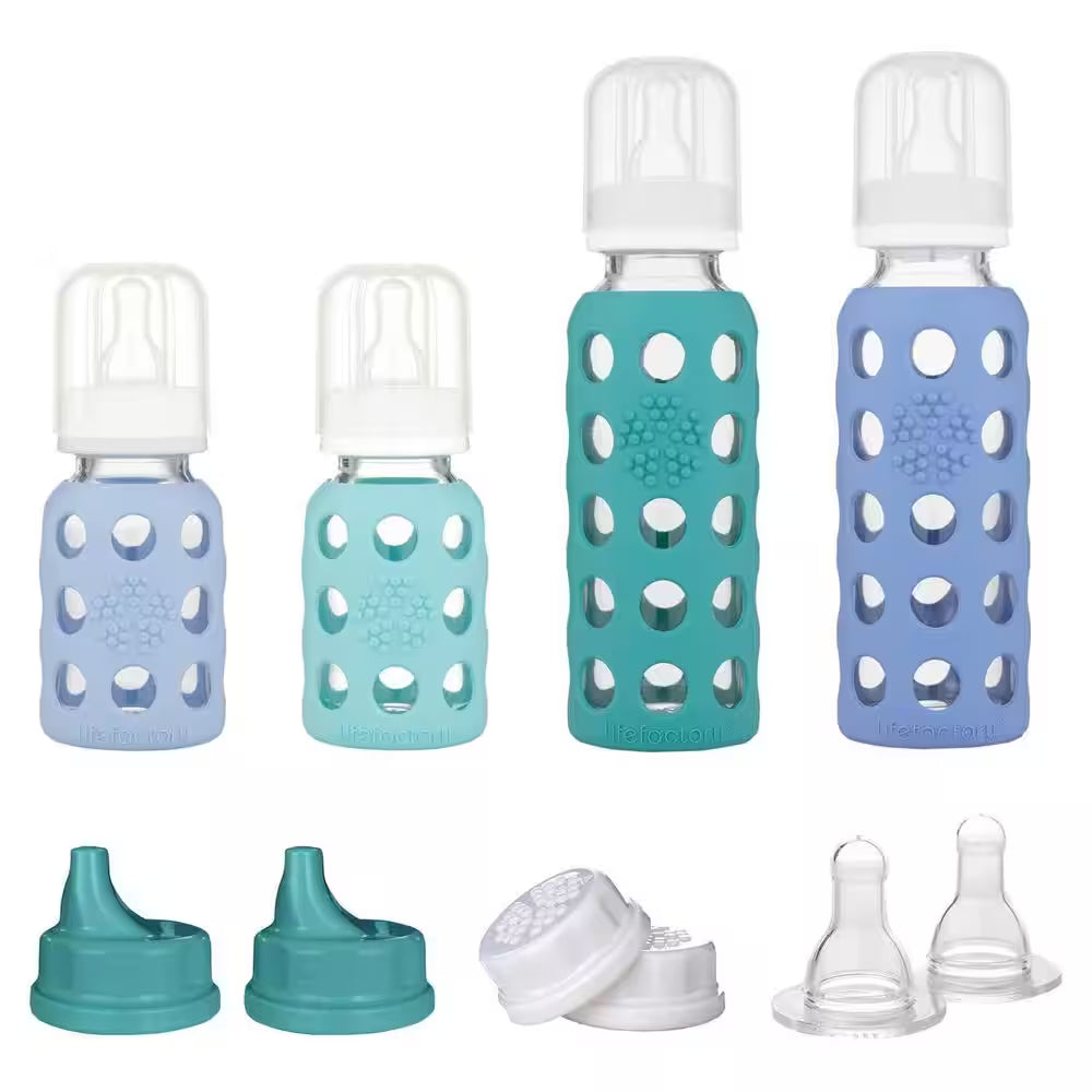 9 Oz. Multicolored Glass Baby Bottle Starter Set (Set of 4)